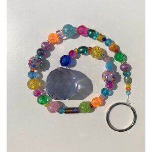Beaded Suncatcher Light Purple Crystal Prism Hanging Patio Decor Yard Art